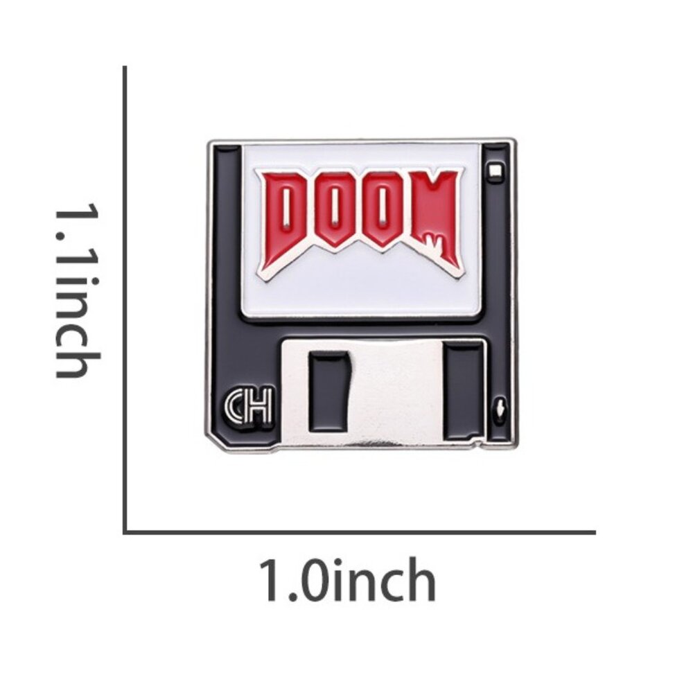 RETRO GAMING VINTAGE DOOM FLOPPY DISC OIL DRIPPED ENAMEL PIN  NWT - Picture 3 of 13